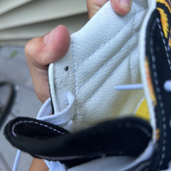 Vans Sunflower yellow and black high top sneaker girls kids size 3 - Picture 8 of 13